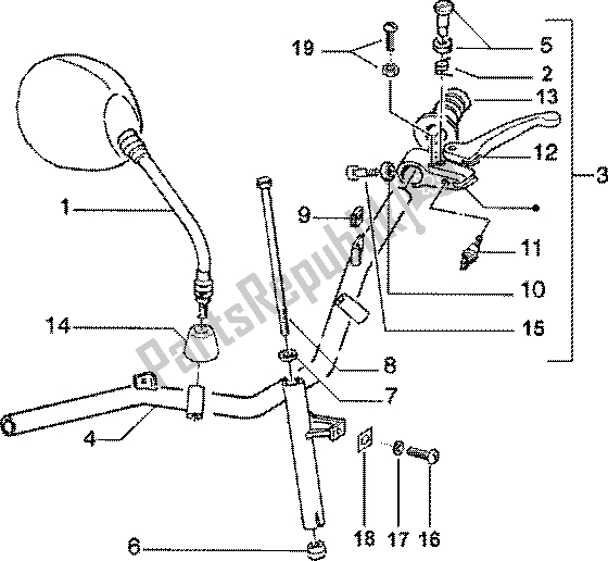 All parts for the Handlebars Component Parts of the Piaggio ZIP 125 4T 2000