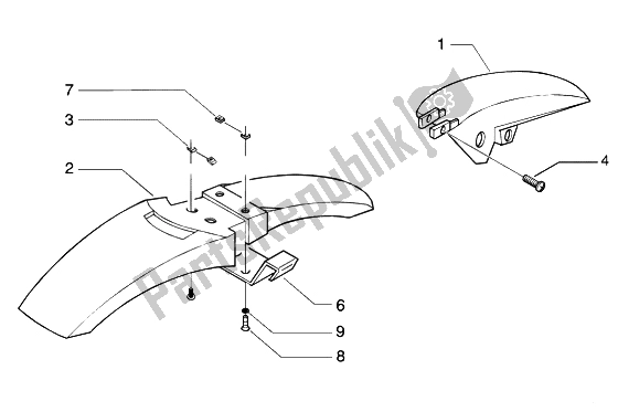 Todas las partes para Guardabarros Delantero-guardabarros Trasero de Piaggio Beverly 200 2002
