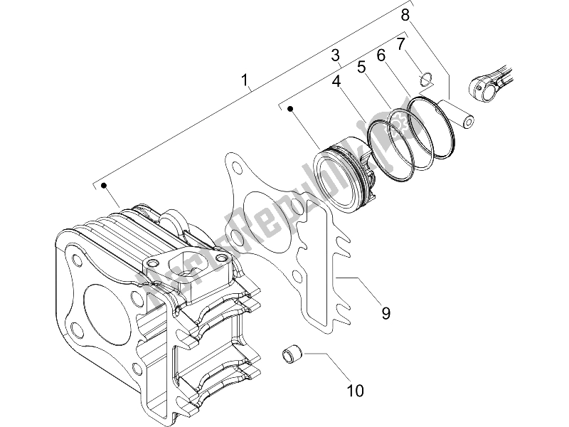 Toutes les pièces pour le Unité Cylindre-piston-axe De Poignet du Piaggio FLY 50 4T 2006