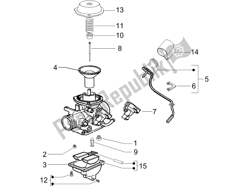 All parts for the Carburetor's Components of the Piaggio Liberty 125 4T PTT E3 F 2007