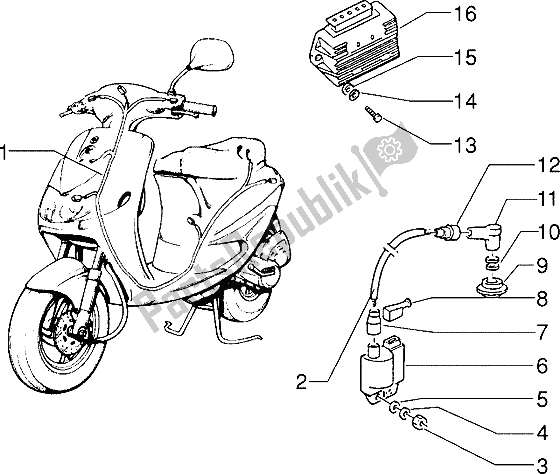 All parts for the Electrical Devices of the Piaggio ZIP Fast Rider RST 50 1996