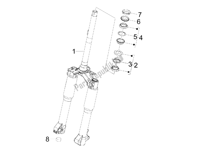 Toutes les pièces pour le Fourche / Tube De Direction - Palier De Direction du Piaggio Liberty 200 4T Sport 2006