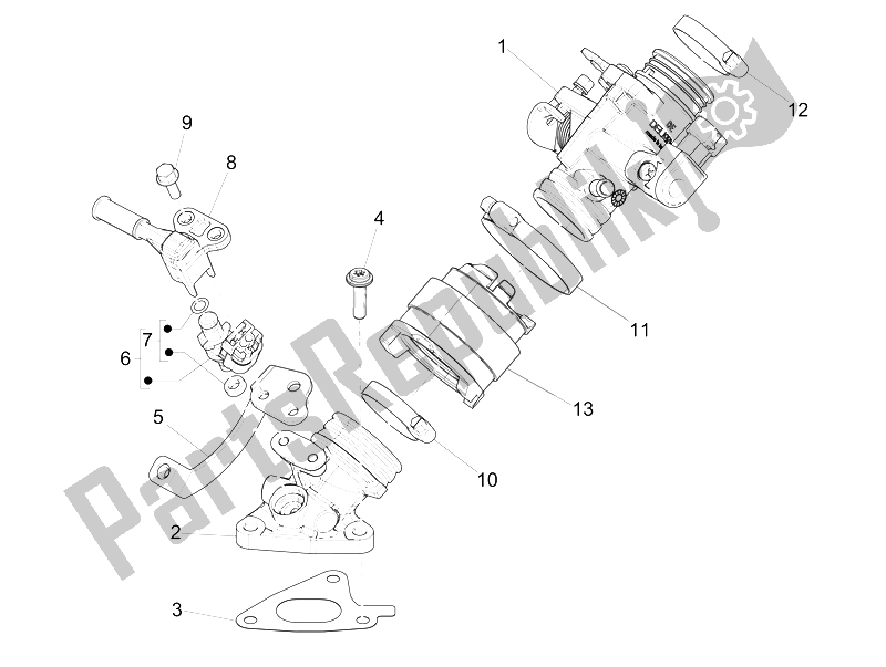 Toutes les pièces pour le Corps De Papillon - Injecteur - Tuyau Union du Piaggio Liberty 150 Iget 4T 3V IE ABS 2015