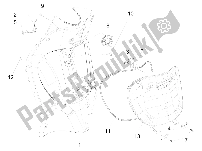 All parts for the Front Glove-box - Knee-guard Panel of the Piaggio Liberty 125 4T 2V IE PTT I 2012