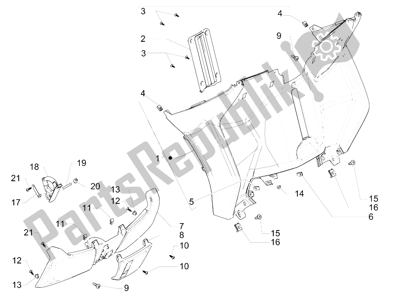 Todas las partes para Guantera Frontal - Panel De Rodilleras de Piaggio MP3 500 Sport ABS USA 2015