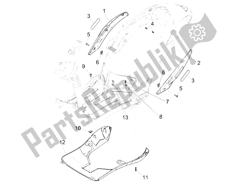 Toutes les pièces pour le Couvercle Latéral - Spoiler du Piaggio Liberty 125 4T Delivery E3 2009