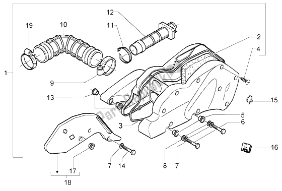 All parts for the Air Filter of the Piaggio X9 125 Evolution 2006