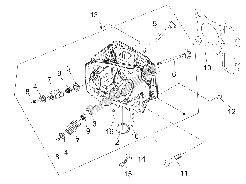 All parts for the Head Unit - Valve of the Piaggio Liberty 50 4T PTT B NL 2006