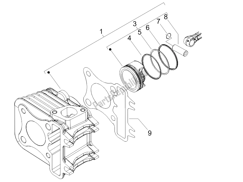 Todas las partes para Unidad De Pasador Cilindro-pistón-muñeca de Piaggio ZIP 50 2006