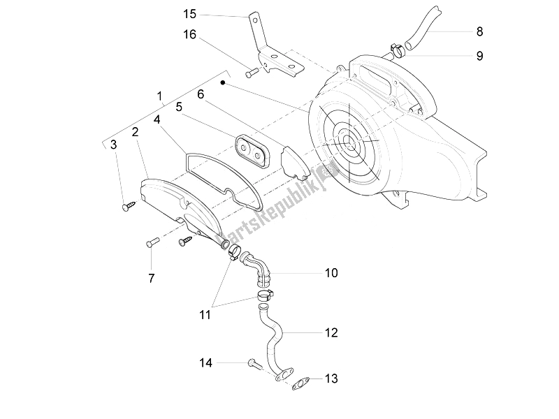 Toutes les pièces pour le Boîte à Air Secondaire du Piaggio FLY 50 4T 4V USA 2 2014