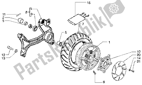 All parts for the Rear Wheel of the Piaggio Super Hexagon GTX 125 2003