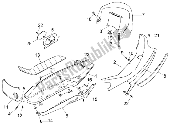 Toutes les pièces pour le Revêtements Latéraux-spoiler du Piaggio X8 125 2004