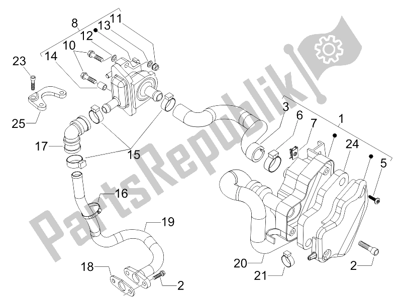 All parts for the Secondary Air Box of the Piaggio Beverly 250 2005