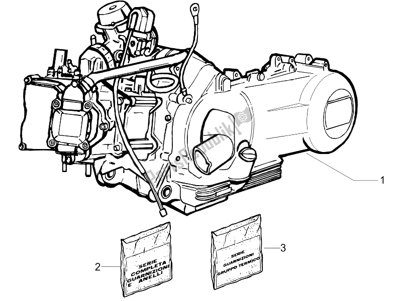 All parts for the Engine, Assembly of the Piaggio X8 125 Street Euro 2 2006