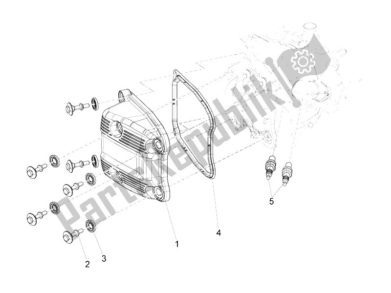 Todas las partes para Cubierta De Tapa De Cilindro de Piaggio X 10 500 4T 4V I E E3 2012