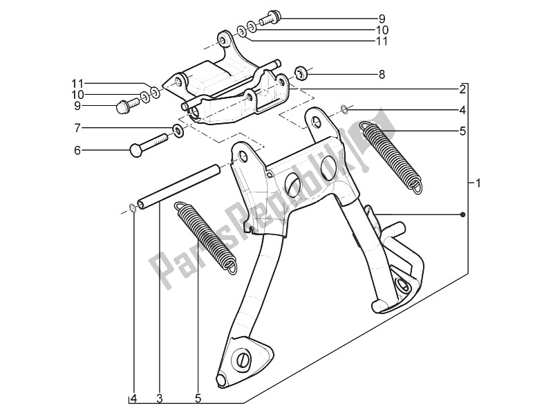 Tutte le parti per il Stand / S del Piaggio Typhoon 50 2T E2 2011