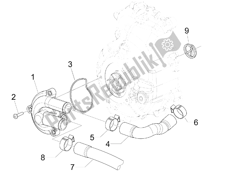 Tutte le parti per il Pompa Di Raffreddamento del Piaggio BV 300 IE Tourer USA 2009