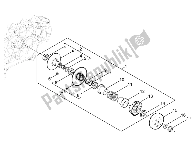 Toutes les pièces pour le Poulie Menée du Piaggio Typhoon 125 4T 2V E3 2010