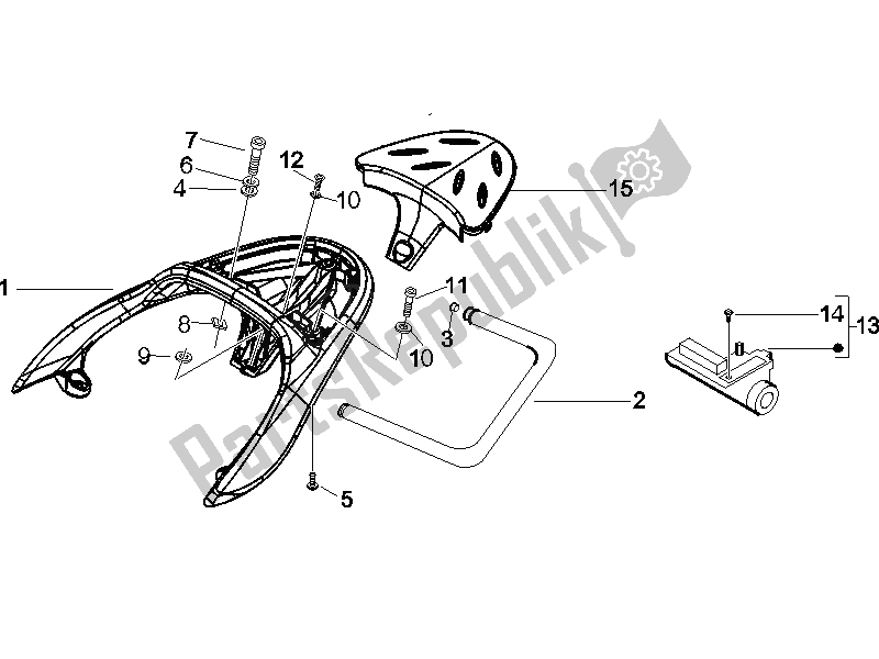 Tutte le parti per il Portapacchi Posteriore del Piaggio Beverly 250 IE Sport E3 2006