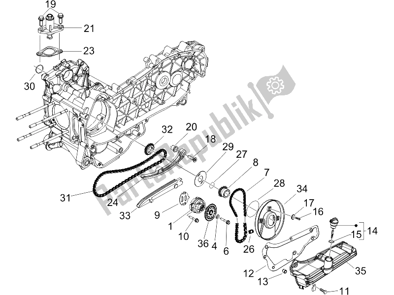 Toutes les pièces pour le La Pompe à Huile du Piaggio X8 200 2005