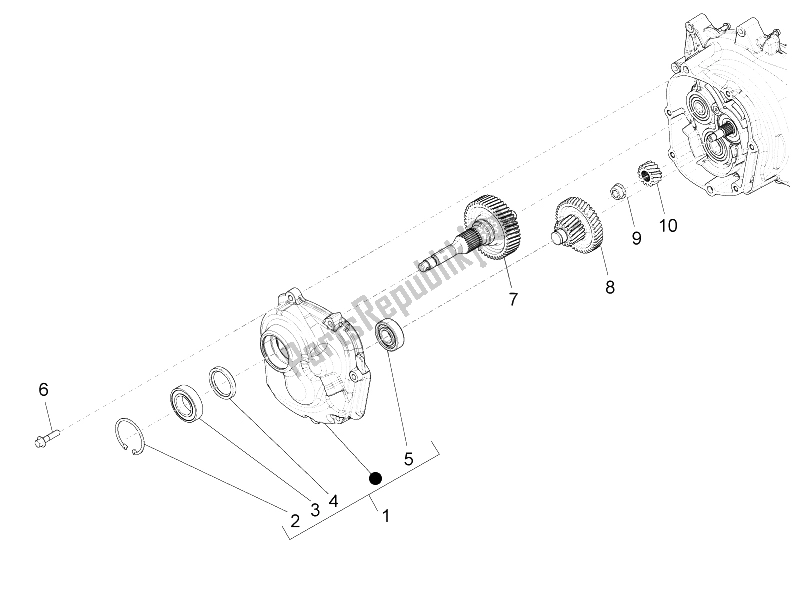 Toutes les pièces pour le Unité De Réduction du Piaggio BV 350 4T 4V IE E3 ABS USA 2015