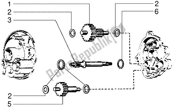 All parts for the Component Parts Of Rear Hub (25 Kmh Version) of the Piaggio Ciao 50 2002