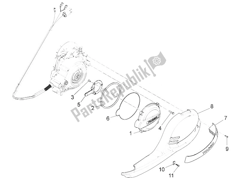 Todas las partes para Tapa Del Cárter - Enfriamiento Del Cárter de Piaggio Liberty Elettrico PPT Austria Spain 50 2011