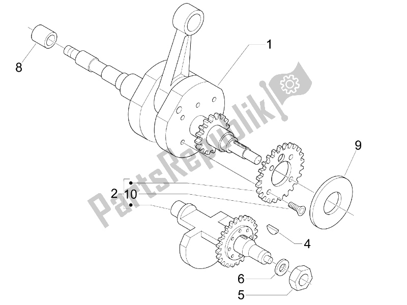 All parts for the Crankshaft of the Piaggio X EVO 400 Euro 3 2007