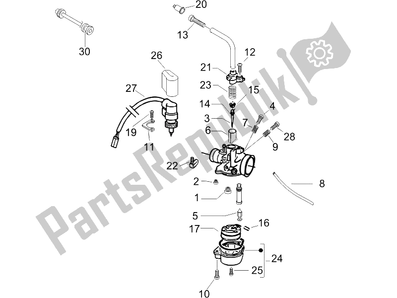 Alle onderdelen voor de Carburateur Onderdelen van de Piaggio NRG Power DT 50 2005