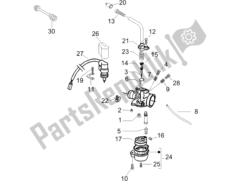 Alle onderdelen voor de Carburateur Onderdelen van de Piaggio NRG Power DT 50 2005