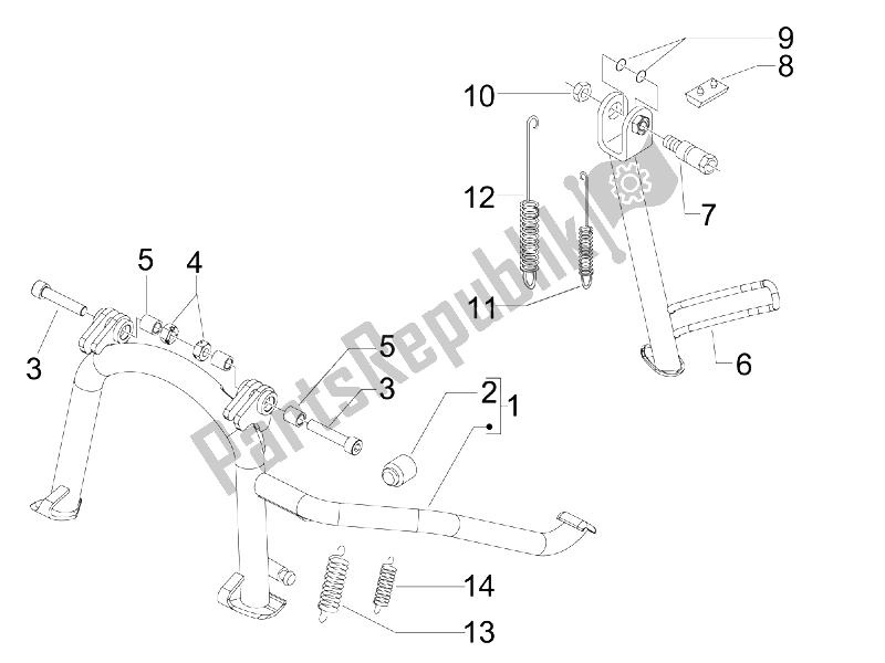 All parts for the Stand/s of the Piaggio BV 500 Tourer USA 2008