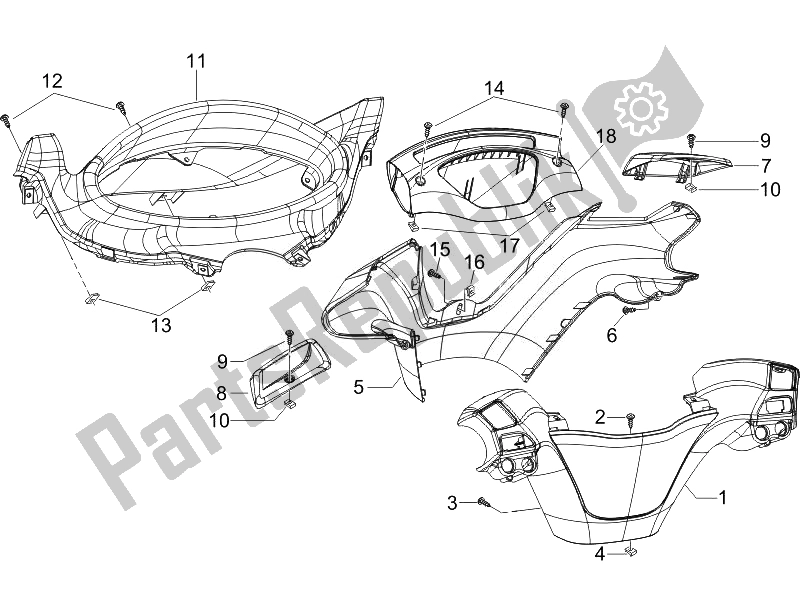 Toutes les pièces pour le Couvertures De Guidon du Piaggio X9 125 Evolution Euro 3 UK 2007