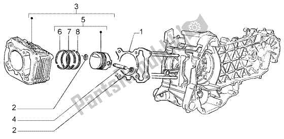 Tutte le parti per il Cilindro - Pistone - Perno Del Polso, Gruppo del Piaggio Liberty 125 Leader RST 2007