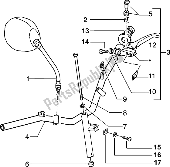 All parts for the Handlebars Component Parts (2) of the Piaggio ZIP 50 4T 2002