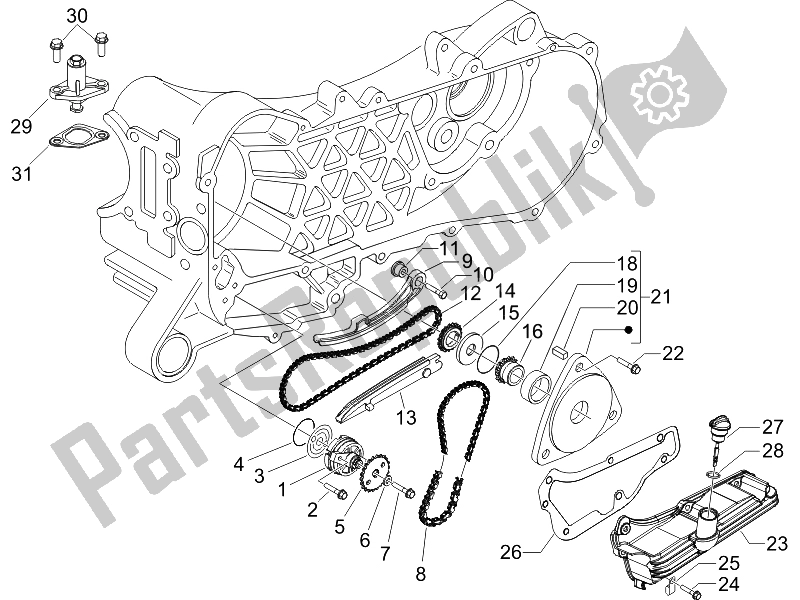All parts for the Oil Pump of the Piaggio Liberty 50 4T Sport 2007