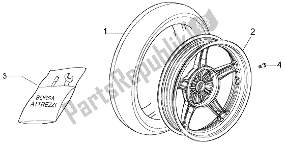 All parts for the Rear Wheel of the Piaggio Liberty 50 4T RST Delivery 2004