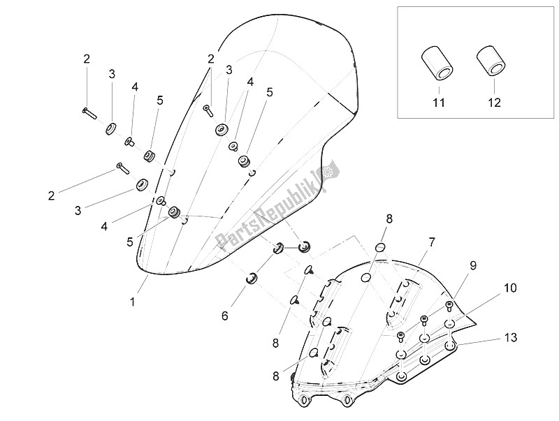 Toutes les pièces pour le Pare-brise - Verre du Piaggio MP3 125 IE Touring 2011