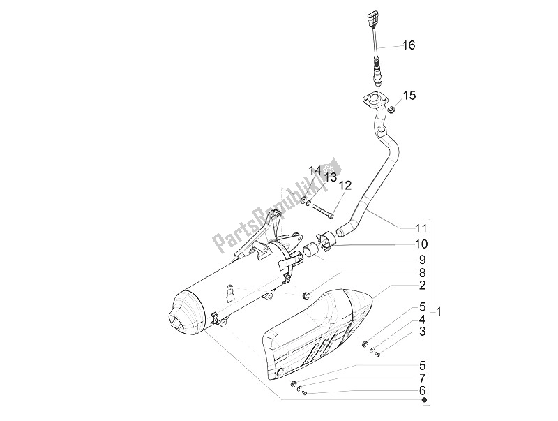 All parts for the Silencer of the Piaggio Medley 125 4T IE ABS 2016