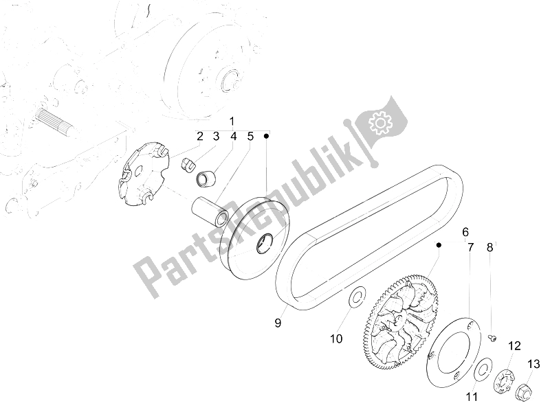 All parts for the Driving Pulley of the Piaggio Liberty 125 4T Delivery E3 2009