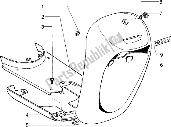 Tutte le parti per il Schermo Frontale-pedana-spoiler del Piaggio Free FL 50 1995