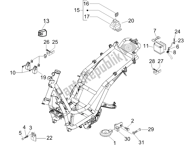 All parts for the Remote Control Switches - Battery - Horn of the Piaggio Beverly 400 IE E3 2006