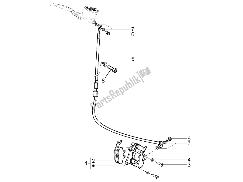 Toutes les pièces pour le Tuyaux De Freins - étriers du Piaggio Typhoon 50 4T 4V E2 USA 2012