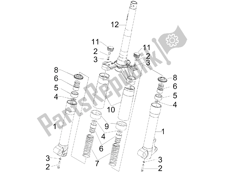 All parts for the Fork's Components (mvp) of the Piaggio Liberty 50 2T Sport UK 2006