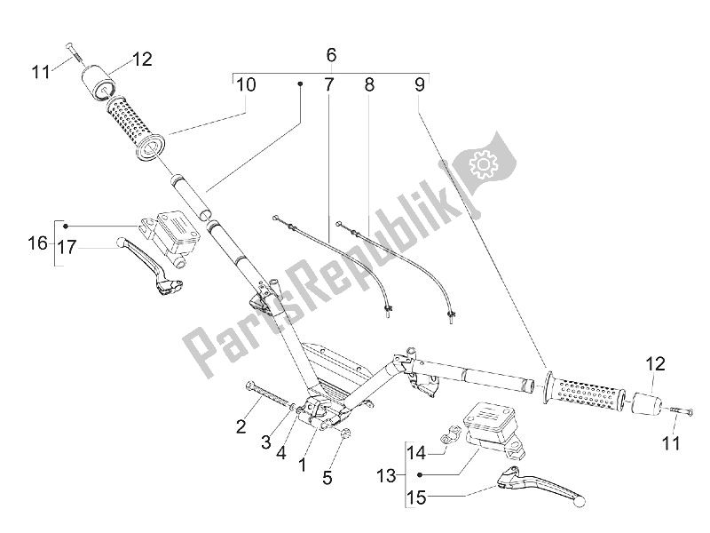 Toutes les pièces pour le Guidon - Master Cil. Du Piaggio MP3 400 IE LT Touring 2011