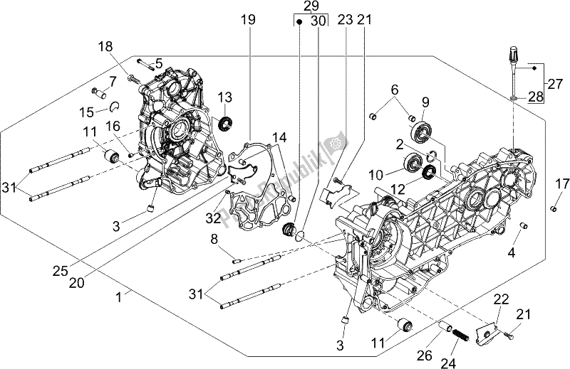 Todas las partes para Caja Del Cigüeñal de Piaggio X8 125 Premium Euro 3 UK 2007