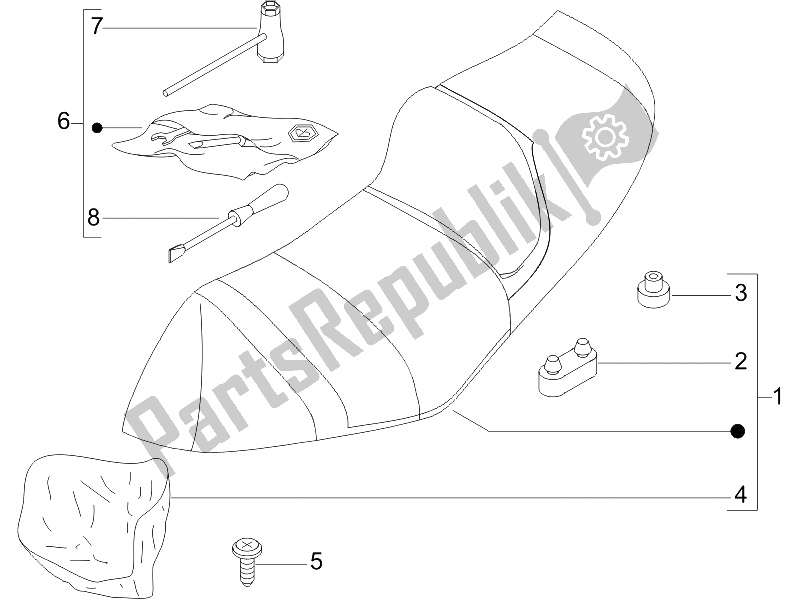 All parts for the Saddle/seats - Tool Roll of the Piaggio X8 400 IE Euro 3 2006