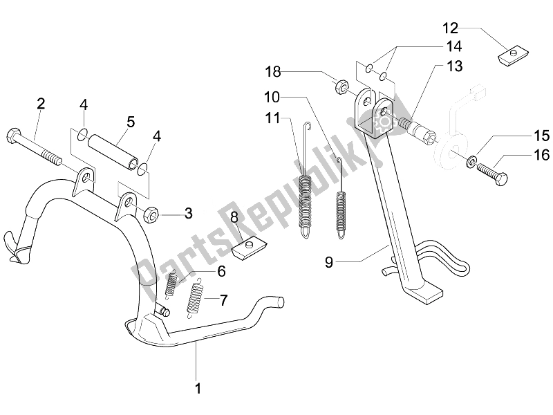 All parts for the Stand/s of the Piaggio Beverly 125 Sport E3 2007