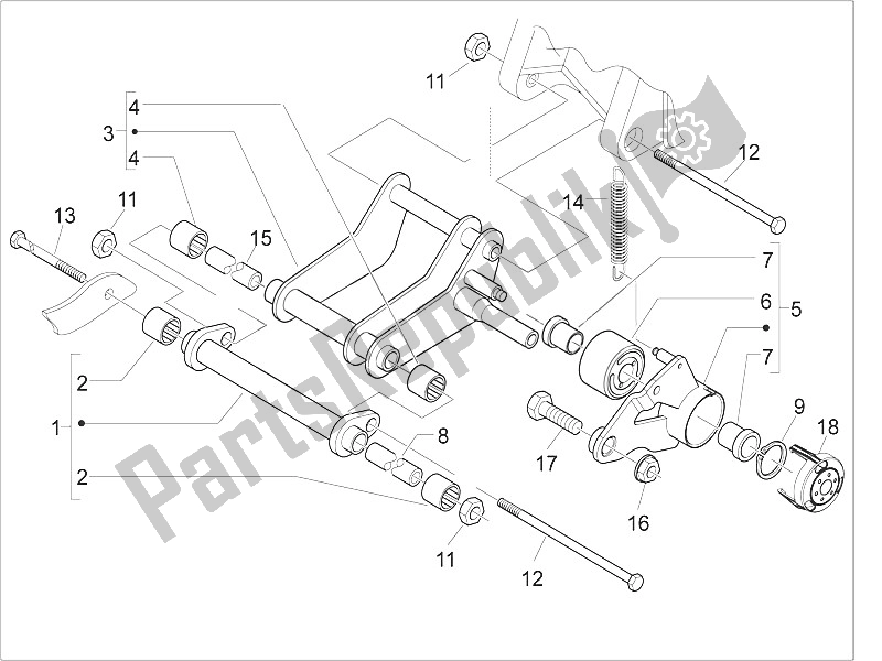 All parts for the Swinging Arm of the Piaggio Liberty 125 4T 2V IE E3 Vietnam 2011