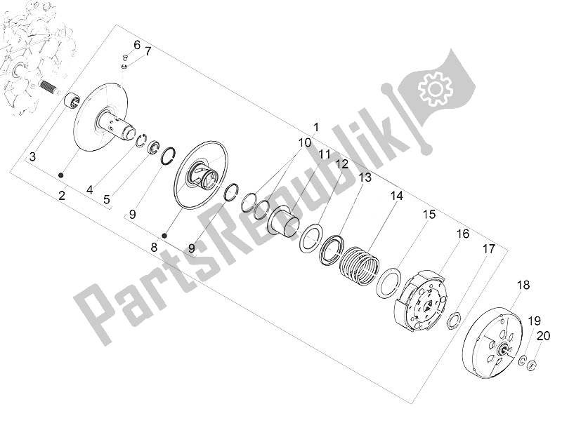 Todas las partes para Polea Conducida de Piaggio Medley 150 4T IE ABS Asia 2016