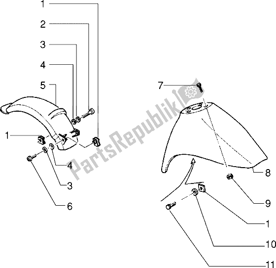 Todas las partes para Guardabarros Delantero Y Trasero de Piaggio Sfera RST 50 1995